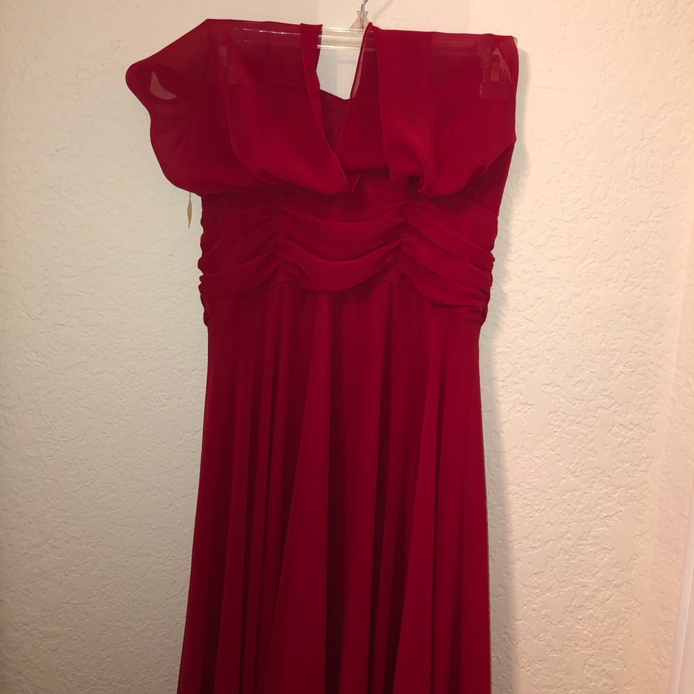 Red halter flowy dress